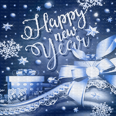 soave background animated happy new year text bow - Gratis animerad GIF
