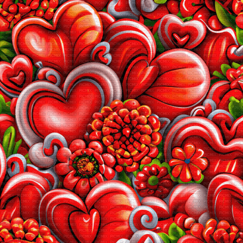 Background Heart Flower Red - Bogusia - darmowe png