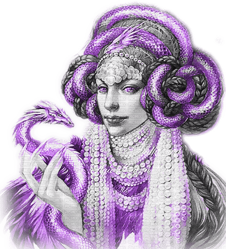soave woman fantasy dragon black white purple - 無料png