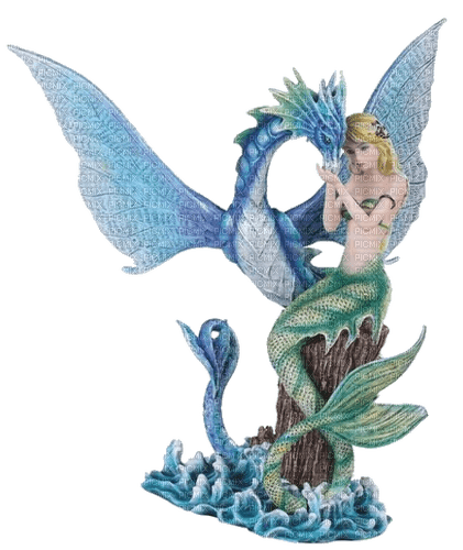 mermaid and dragon - PNG gratuit