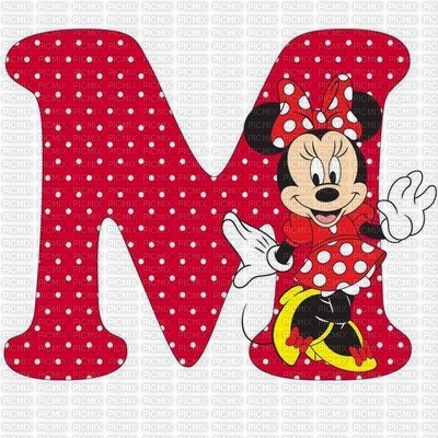 image encre lettre M Minnie Disney multicolore effet à pois décor bon anniversaire noir blanc edited by me - png ฟรี