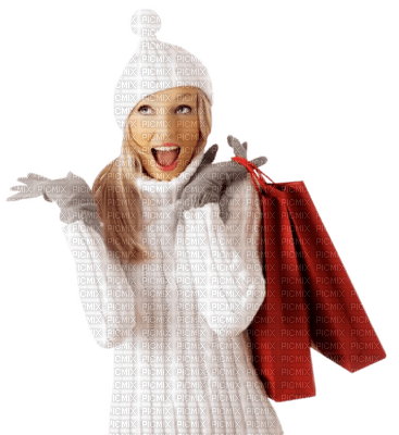 Kaz_Creations Woman Femme Winter Shopping - 免费PNG