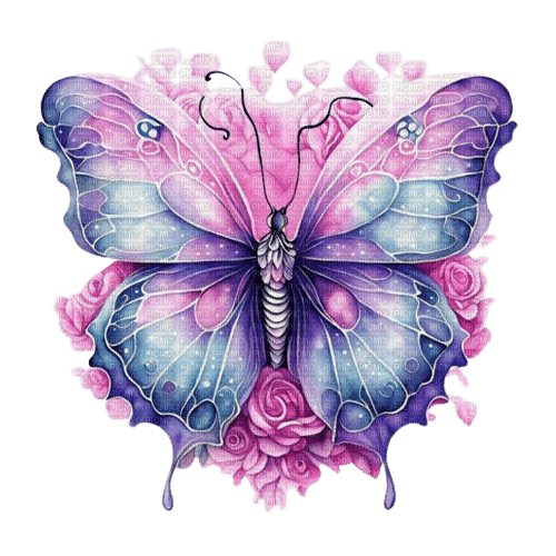 Farfalla e rose - png ฟรี