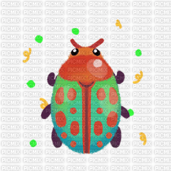 pikaole orange spotted green beetle - 免费PNG