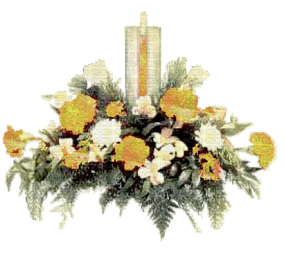 Kerze, Gold, Blumen - Gratis animeret GIF