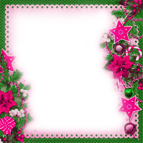 Christmas.Frame.Green.Pink - KittyKatLuv65 - darmowe png