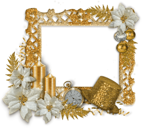 New Years.Frame.White.Gold - ingyenes png