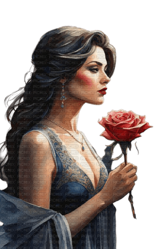 Женщина с розой - ücretsiz png