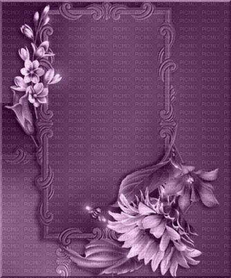 bg-frame-purple- flowers-375x450 - PNG gratuit