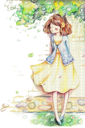 Vintage Girl painting - 免费PNG