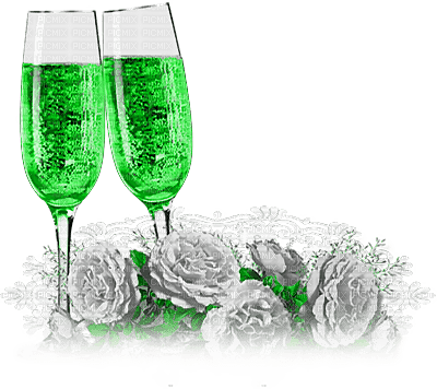 soave deco new year glass flowers rose black white - PNG gratuit