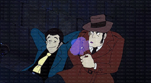 Lupin and Zenigata scene from Castle of Cagliostro - Ingyenes animált GIF