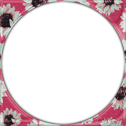 soave frame circle flowers sunflowers pink - 無料png
