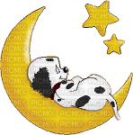 Ladybid - DOG WHICH SLEEPS AND CRESCENT MOON - Безплатен анимиран GIF