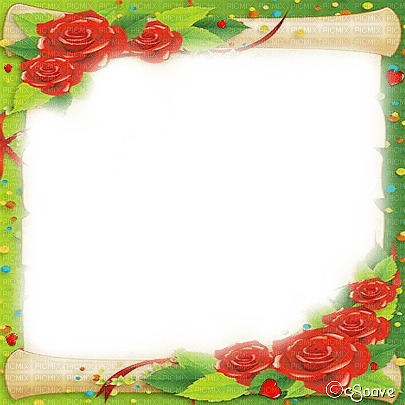 soave frame vintage flowers rose paper red - 無料png