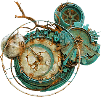 soave deco steampunk brown teal - PNG gratuit