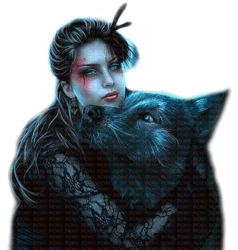fantasy  woman with wolf  by nataliplus - nemokama png