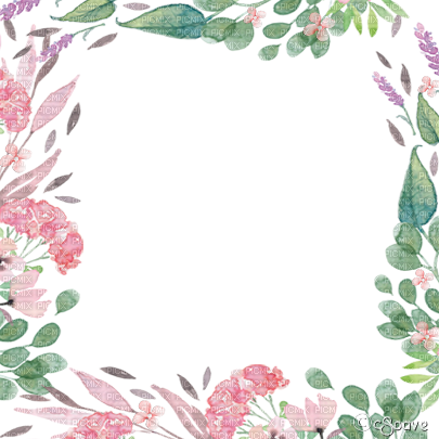 soave frame flowers painting pink green purple - фрее пнг