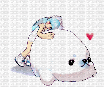 seal with anime girl - Безплатен анимиран GIF