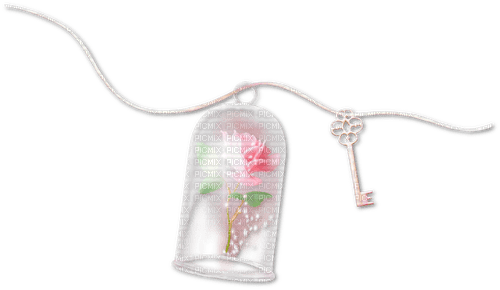 Rose.Glass.Dome.Key.White.Pink - darmowe png