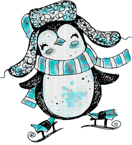 ♡§m3§♡ winter bird penguin blue animated - 免费动画 GIF
