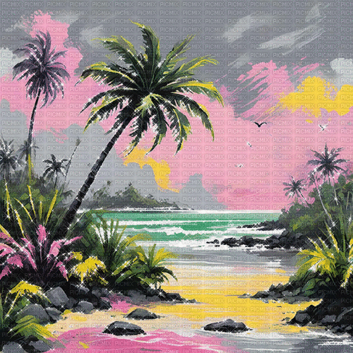 ♡§m3§♡ tropical beach water pink animated - Free animated GIF