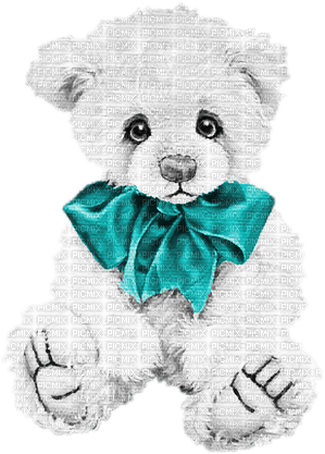 soave deco toy bear black white teal - Free PNG