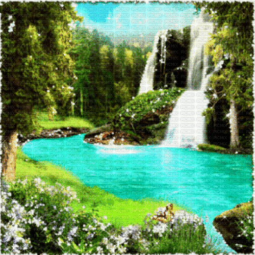 ..:::Background nature waterfall blue green:::.. - GIF animé gratuit