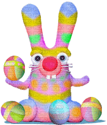 Colorful Rainbow Easter Bunny - GIF animé gratuit