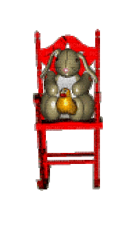 Animated Easter Bunny Rocking Chair - Free animated GIF