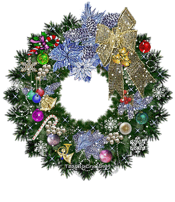 Glitter Christmas Wreath - Free animated GIF