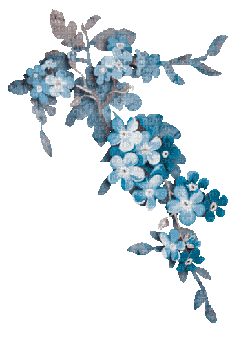 soave deco branch animated flowers blue brown - 無料のアニメーション GIF