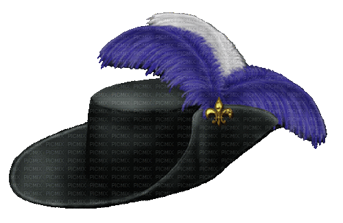 Hat. Black with purple feather. Leila - Gratis geanimeerde GIF