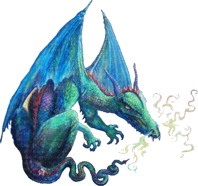 dragon  bleu - GIF animé gratuit