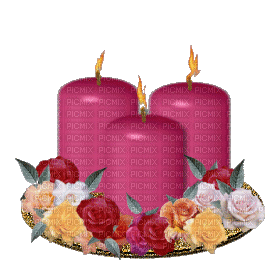 cecily-bougies animees trio rose - Zdarma animovaný GIF