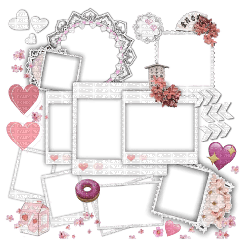 Cute aesthetic pink frames deco [Basilslament] - PNG gratuit