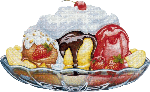 Eis, Früchte, Sahne - Бесплатный анимированный гифка