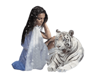 woman with tiger bp - Free PNG