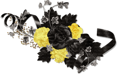 flower-black-yellow-deco-minou52 - zadarmo png