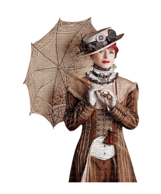 minou52-kvinna-donna-hatt-beige-paraply - Free PNG