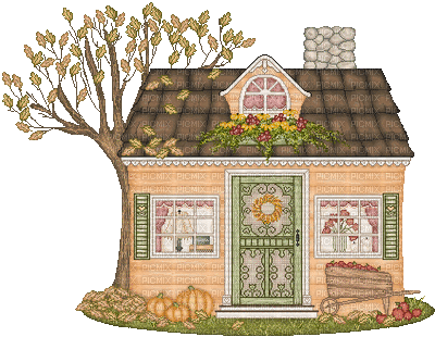 Autumn Cottage - Free animated GIF