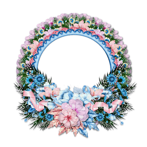 Cluster.Frame.Flowers.Pink.Blue - δωρεάν png