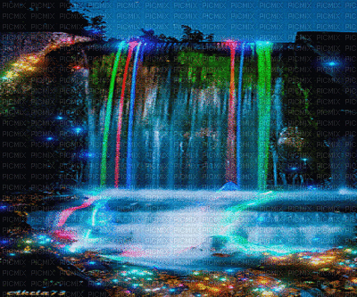 красочный водопад - Ilmainen animoitu GIF