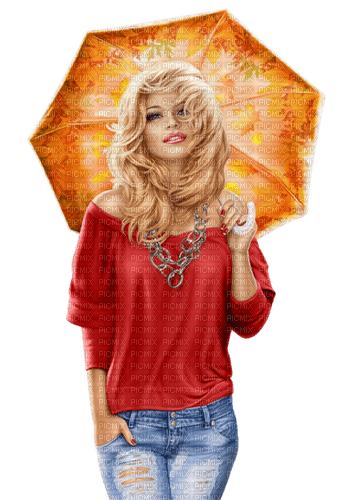 autumn woman umbrella kikkapink - бесплатно png
