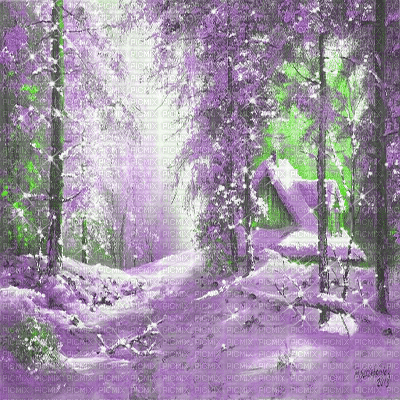 kikkapink background tree lights snow winter - Gratis animerad GIF