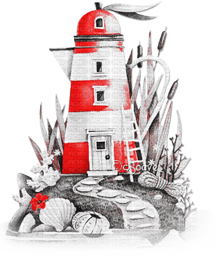 soave deco lighthouse summer vintage black - 無料png