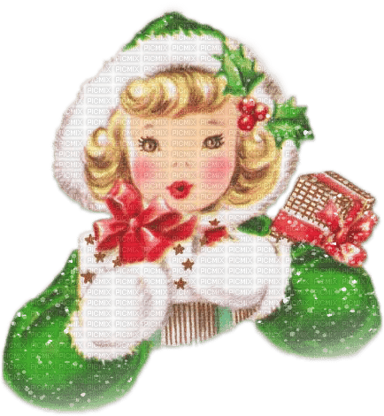 soave children girl vintage christmas winter gift - Free PNG