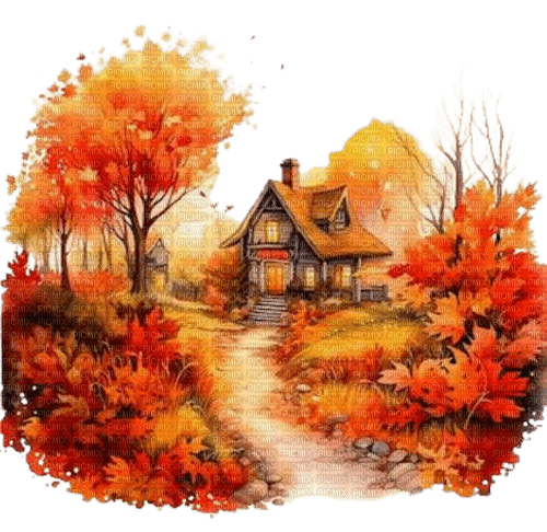 loly33 maison automne - ilmainen png