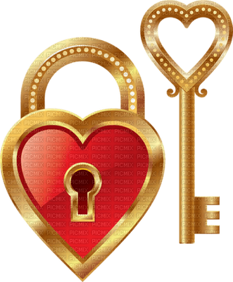 Kaz_Creations Deco Heart Love Hearts Padlock Key - zadarmo png