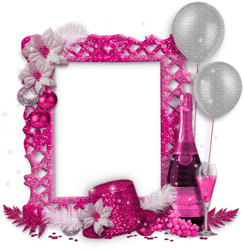 New Years.Frame.White.Pink - darmowe png